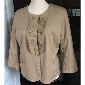 Talbots Womens Jacket 10 Tan-Khaki Cotton Spandex